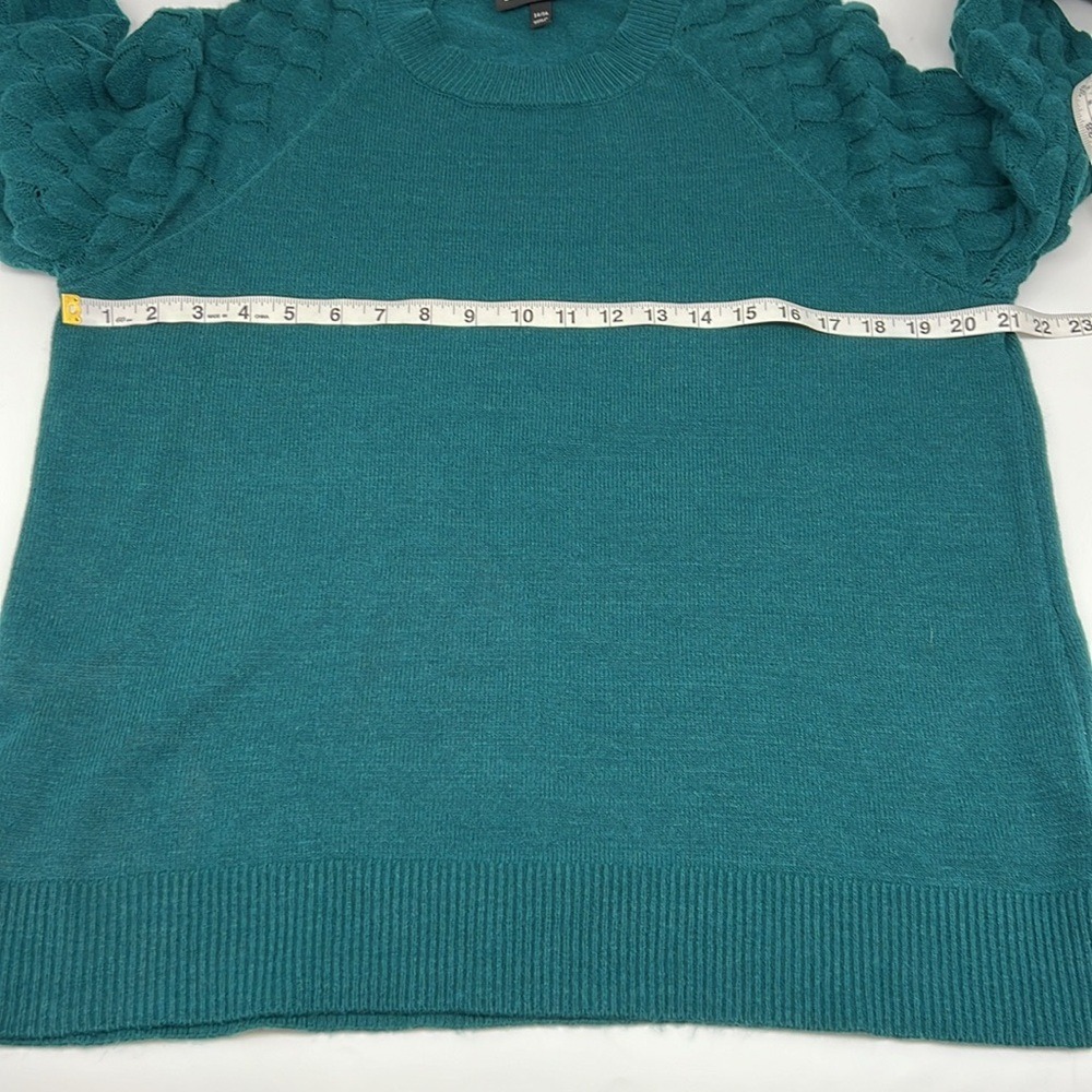 Lane Bryant Dark Teal Crew Neck Sweater Textured Bubble Sleeve 14/16 Mermaidcore - Picture 13 of 16